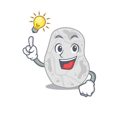 Mascot character of smart white planctomycetes has an idea gesture