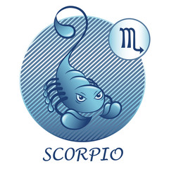 Scorpio zodiac sign. cartoon style. Icon for astrological horoscope.