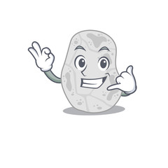 Caricature design of white planctomycetes showing call me funny gesture