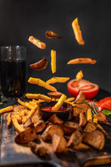 Flying potato fries.