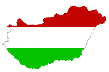 map of Hungary with their flag