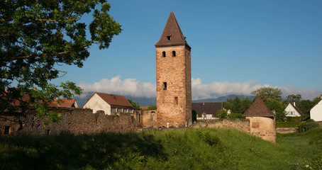 Fototapeta na wymiar Dorfansicht von Niedernai im Elsass