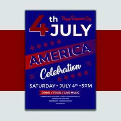 4th July Independence Day Celebration Party Poster Design. A4 flyer & brochure design template. Leaflets a4 Template. Cover Book and Magazine. Annual Report Vector illustration - Vector.