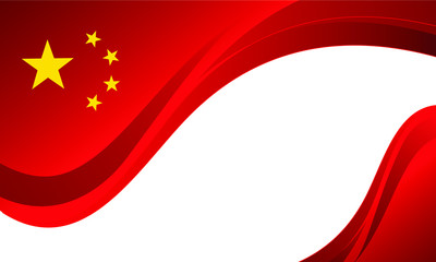 Vector red color Flat design, Illustration of flag for banner. Waving flag of China Republic.
