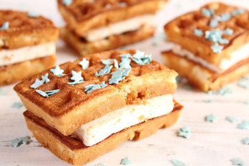 Waffles with turquoise stars