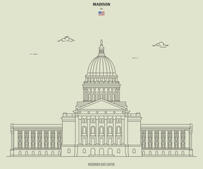 Wisconsin State Capitol in Madison, USA. Landmark icon