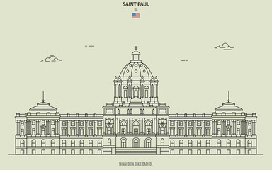 Minnesota State Capitol in Saint Paul, USA. Landmark icon