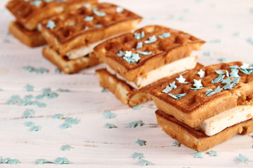 Waffles with turquoise stars
