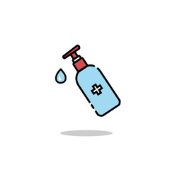 Disinfection. Hand sanitizer bottle icon, washing gel. Vector illustrationDisinfection. Hand sanitizer bottle icon, washing gel. Vector illustration	
