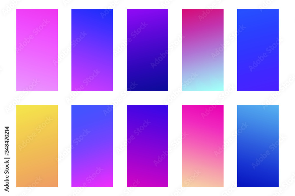 Poster set of abstract vector gradient backgrounds. colorful texture for your design. mobile app template