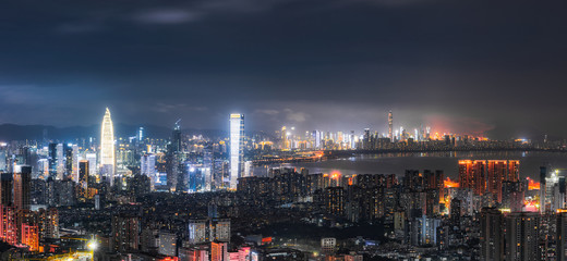 Night view of the city skyline of Dananshan, Qianhai, Shenzhen, China