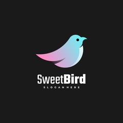 Vector Logo Illustration Sweet Bird Gradient Colorful Style