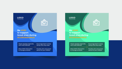 Coronavirus or convid-19 social media banner template