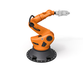 3d rendering of orange robotic arm isolated on white background