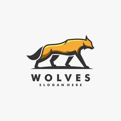 Vector Logo Illustration Wolves Mascot Cartoon Style.