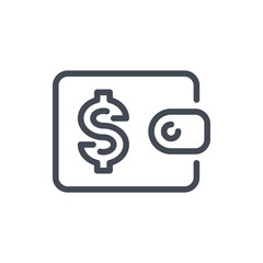 Wallet line icon. Money savings, Purse with dollar vector outline sign.