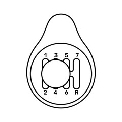 Car gearbox icon in line art style isolated on white background.