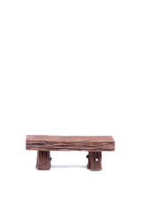 A small wooden chair on a white background