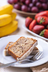 Banana cake  on white plate