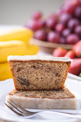 Banana cake  on white plate