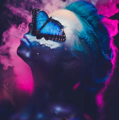  Beautiful woman with blue hair and butterfly © Nejron Photo