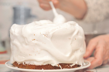 Homemade Easter cake with whipped egg cream