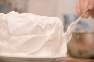 Homemade Easter cake with whipped egg cream