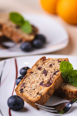 Piece of cake with fresh fruit