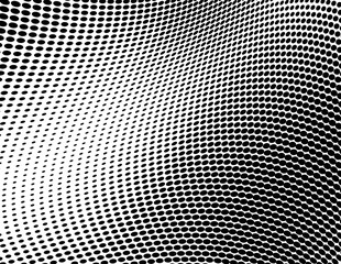 Halftone black and white waves. A chaotic pattern of dots on a white background. Abstract multiple ink drops