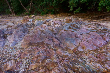 water and rocks.sunset at the coast. Sam Mun Tsai, Yim Tin Tsai, Tai Po, Hong Kong. Hong Kong UNESCO Global Geopark.