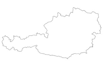 Map of Austria with isolated on white background