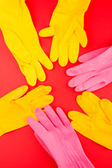 Fototapeta premium rubber gloves for cleaning. hand protection gloves