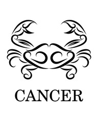 Black line vector logo of a crab. It is sign of cancer zodiac.