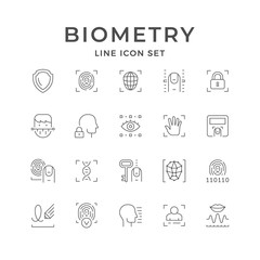 Set line icons of biometry
