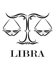 Line vector logo of scales. It is sign of libra zodiac.
