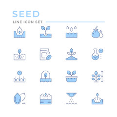 Set color line icons of seed and seedling