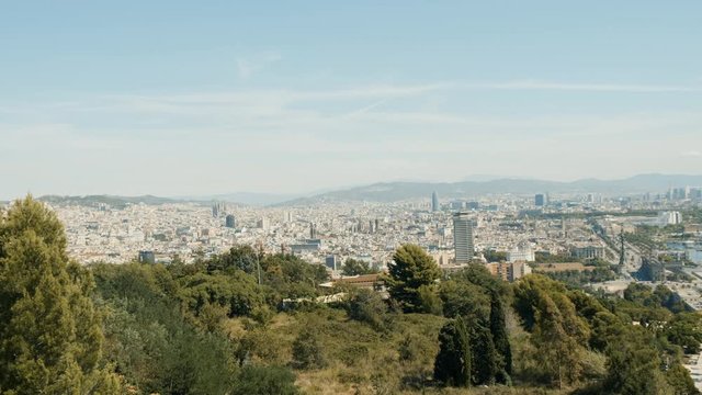 Barcelona from a height. Beautiful city. Summer sunny day