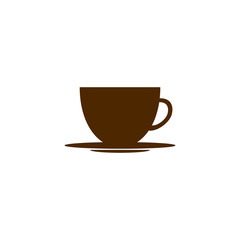 plain brown cup on a plate, object, icon, logo vector illustration
