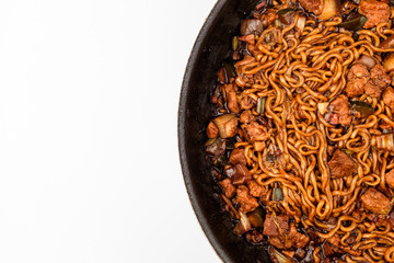 Jjajang ramen on white background