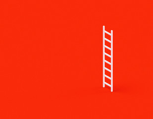 White ladder on red background minimalist concept