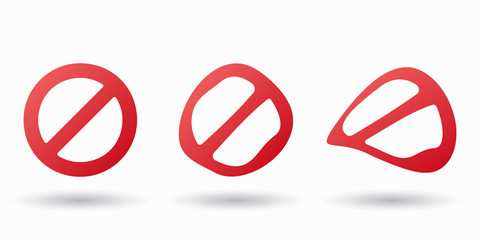 Ban sign vector design. No icon. Prohibition symbol. Empty red circle crossed out.