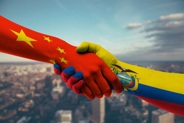 Shaking hands china and Ecuador