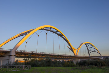 Ibn Abbas Firnas Bridge from Guadalquivir river bank, Cordoba, Spain