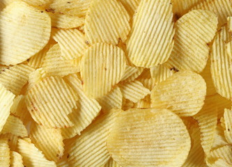 Potato chips, crisps, party snacks texture and background