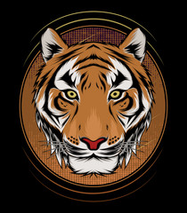 A Tiger head logo. This is illustration ideal for a mascot, tattoo or T-shirt graphic.