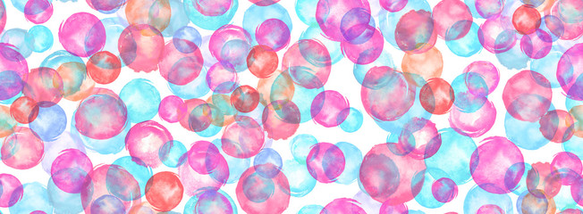 Watercolor light blue, pink bubbles isolated on white background. Watercolor background. Colorful confetti, cracker, balls, soap bubbles.abstract background. round abstract spot.Watercolor splash