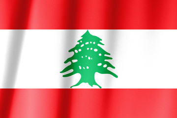 Waving flag of Lebanon and Austria