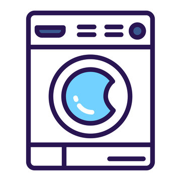 Washing machine line color icon. Household equipment. Сleaning service. Outline pictogram for web page, mobile app, promo.