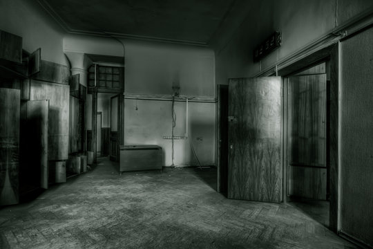 Gloomy room in an old abandoned building