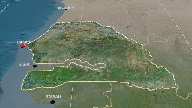 Senegal extruded and capital labelled. Satellite